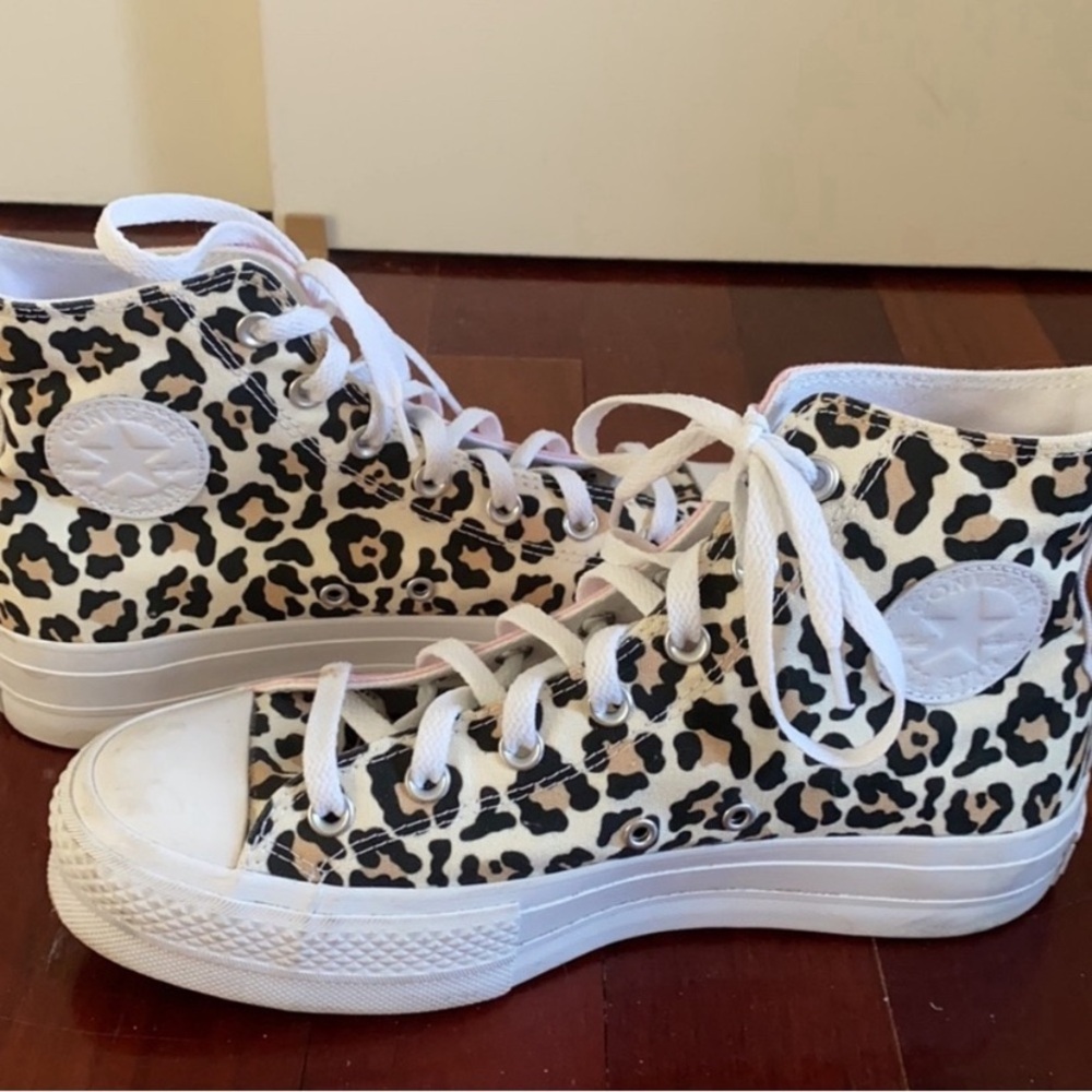 Converse Pink & Cheetah High-Top Platform Sneakers